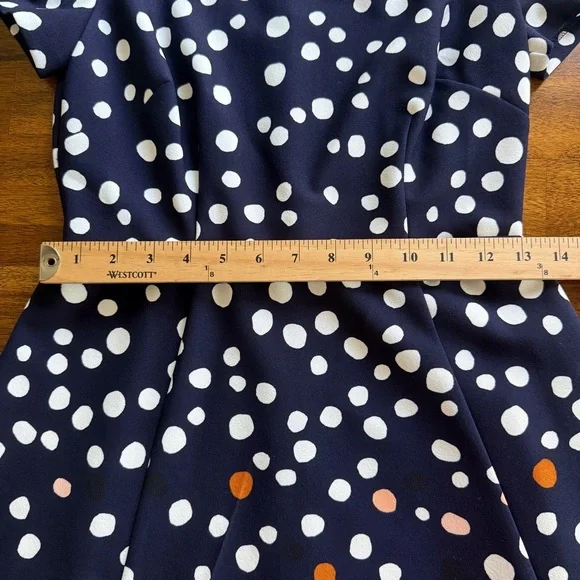 NWT $128 Vince Camuto Polka Dot Short Sleeve Fit & Flare Dress in NAVY MULTI-2P! - Picture 8 of 11
